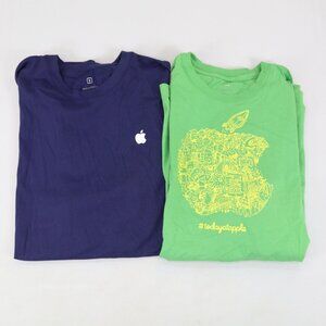 Lot Apple Store Employee Uniform T-Shirt S Logo Blue Green Short Sleeve Cotton 1